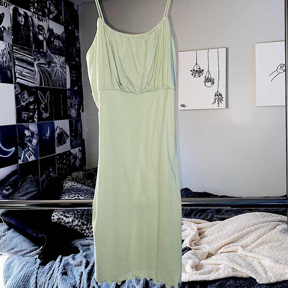 mint green mini dress with ruched top